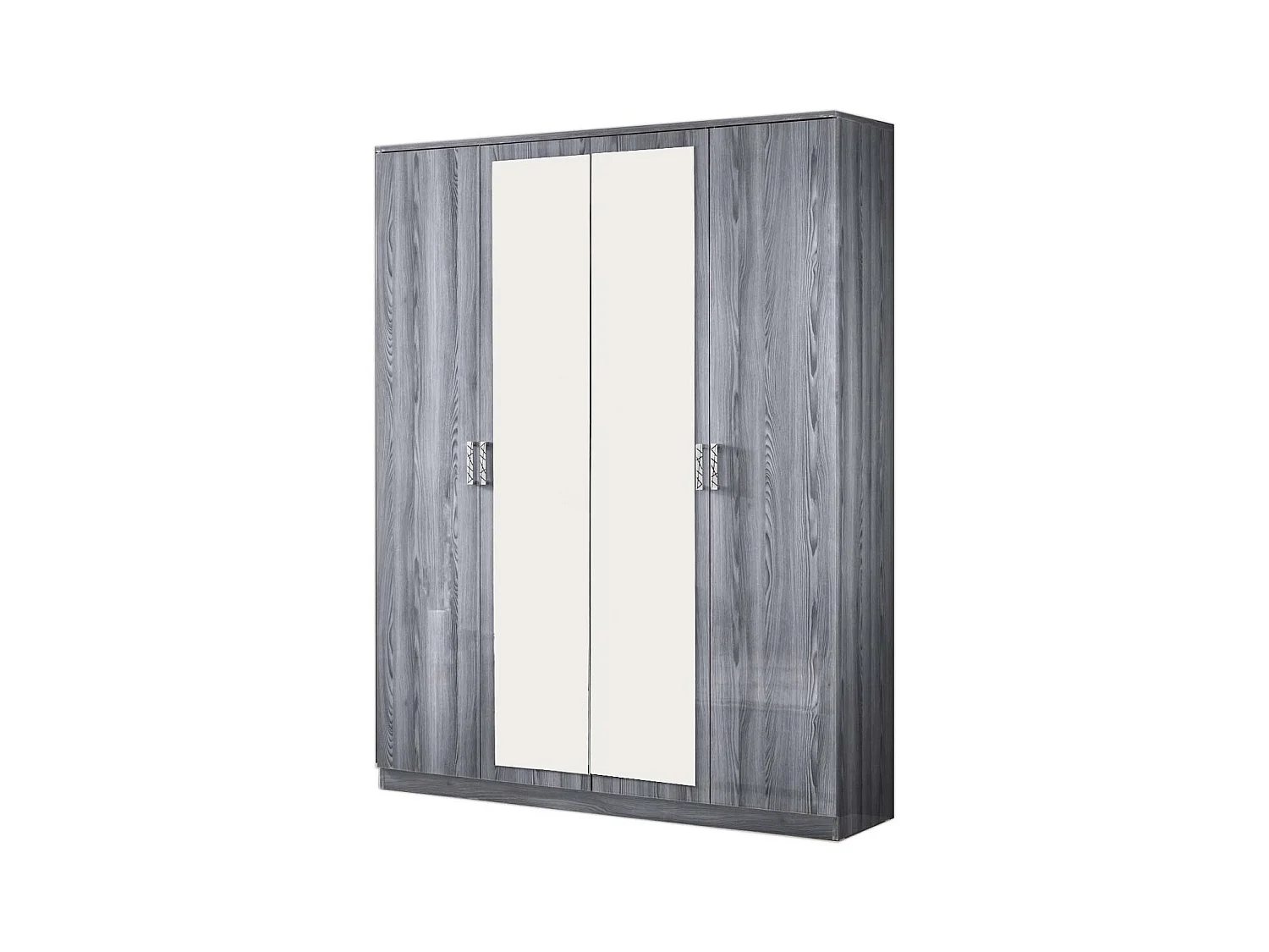 Armoire de chambre 4 portes battantes bois chêne grisé Nikoza 116cm