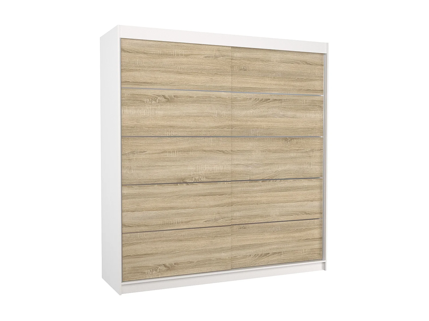 Armoire chambre adulte blanche et naturel 2 portes coulissantes Yvona 200cm