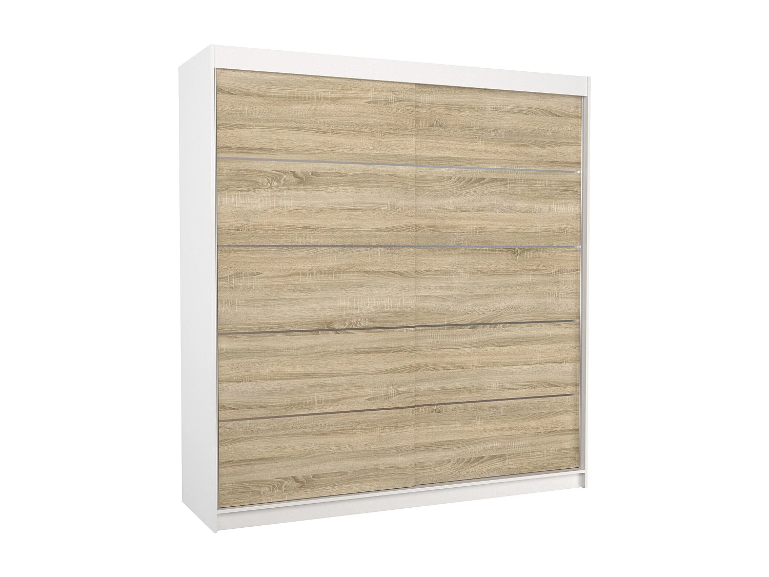 Armoire chambre adulte VONA 200cm – Design contemporain-Blanc/Naturel