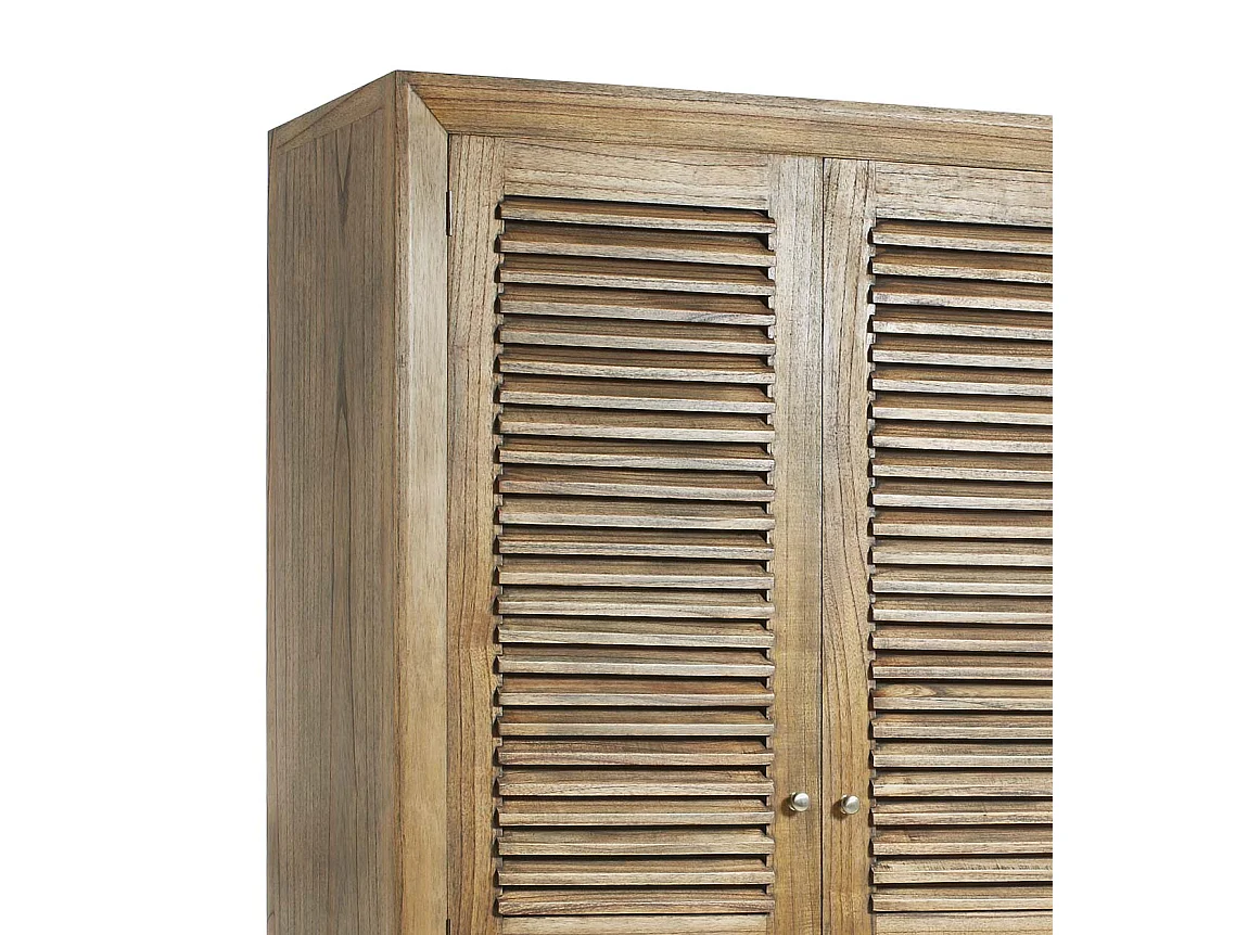Armoire en bois massif de Mindy naturel 2 portes 7 tiroirs Mazari 108cm