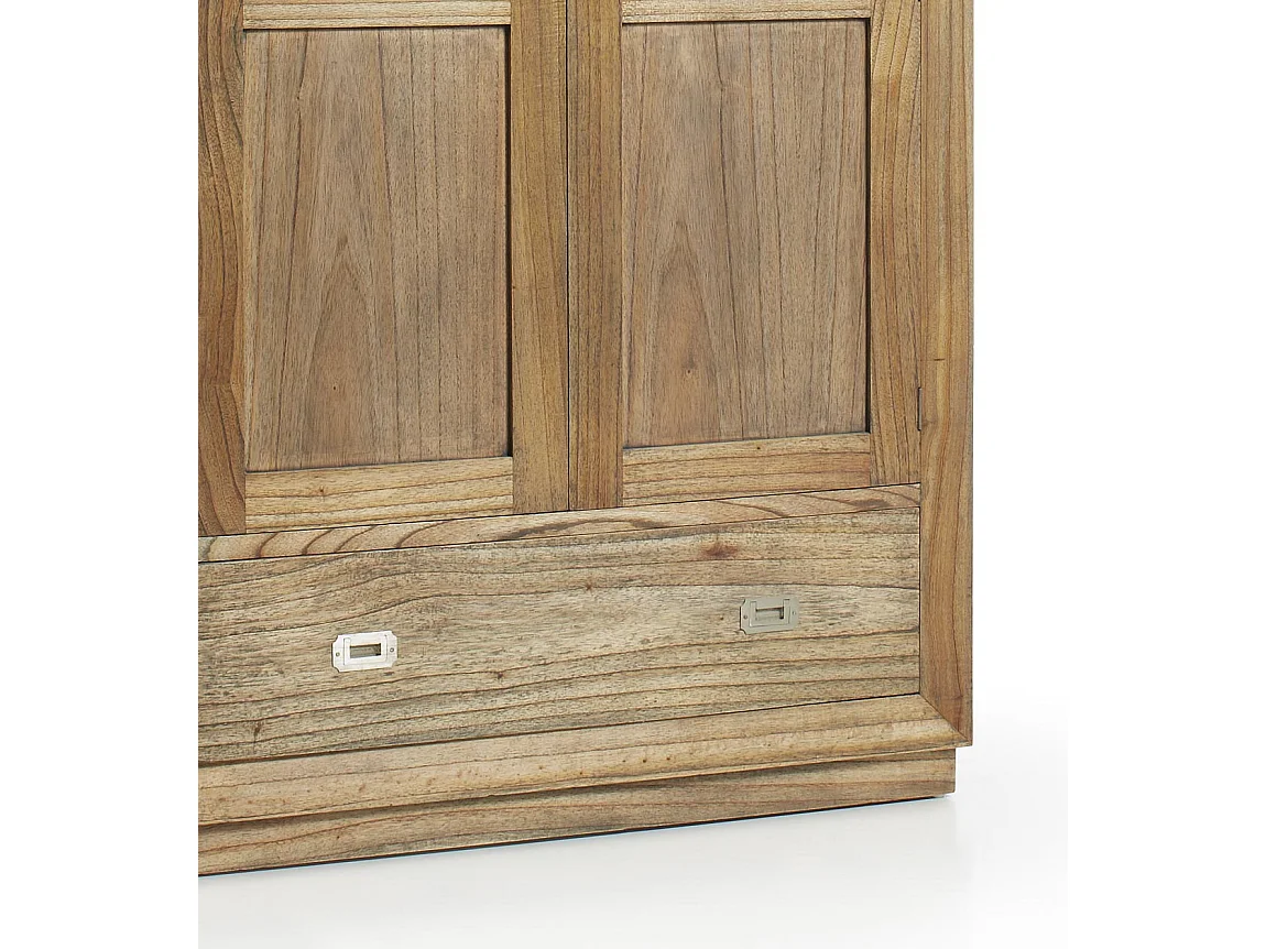 Armoire en bois massif de Mindy naturel 2 portes 7 tiroirs Mazari 108cm