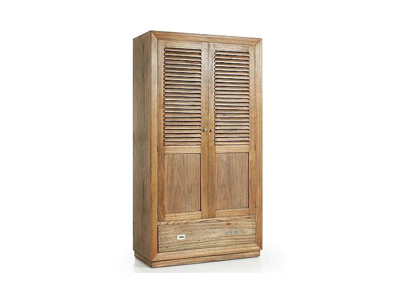 Armoire en bois massif de Mindy naturel 2 portes 7 tiroirs Mazari 108cm