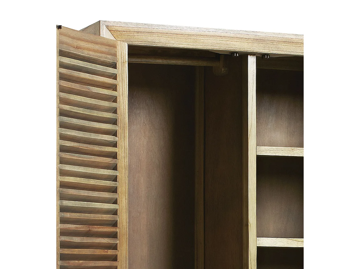 Armoire en bois massif de Mindy naturel 2 portes 7 tiroirs Mazari 108cm