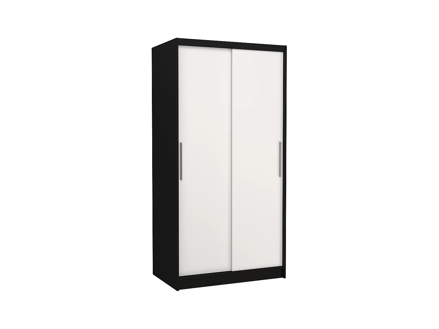 Petite armoire de chambre à coucher noir 2 portes coulissantes blanches Kilane 100cm