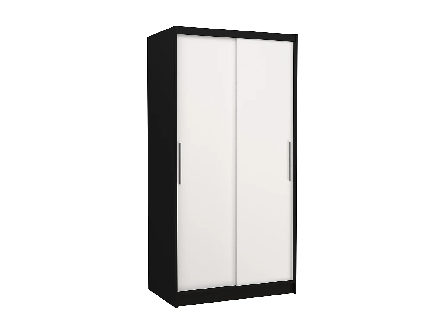 Petite armoire de chambre à coucher noir 2 portes coulissantes blanches Kilane 100cm