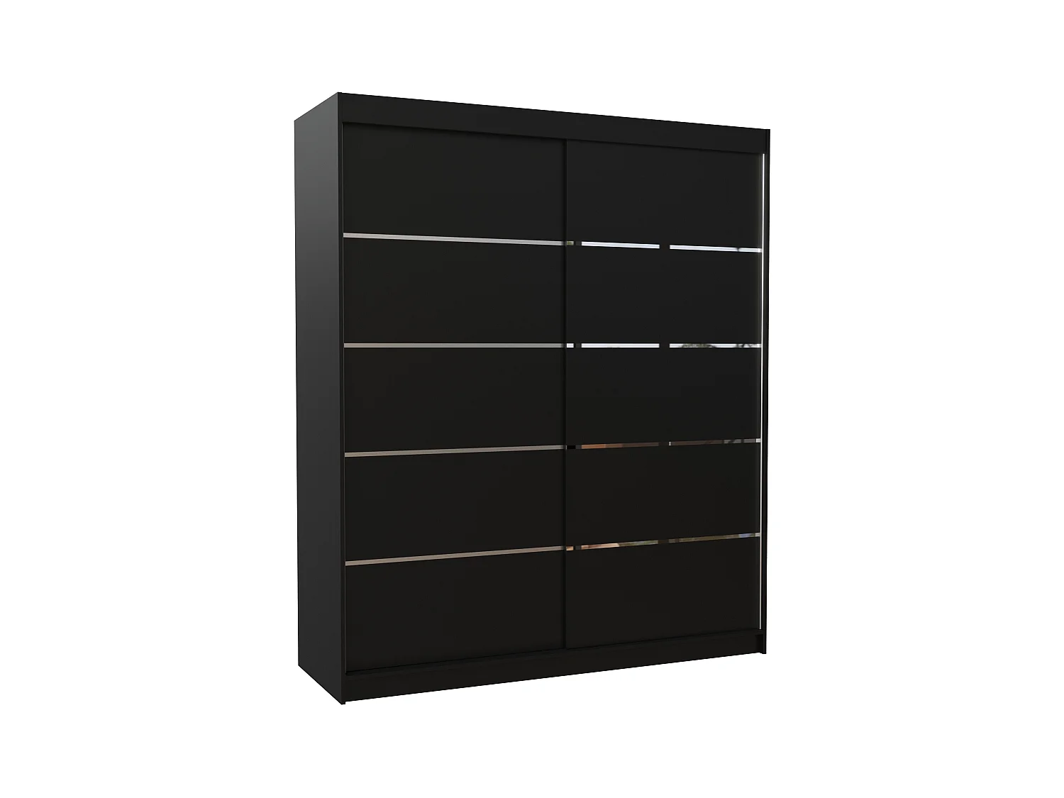 Armoire de chambre à coucher 2 portes coulissantes noir et alu Pimka 180cm