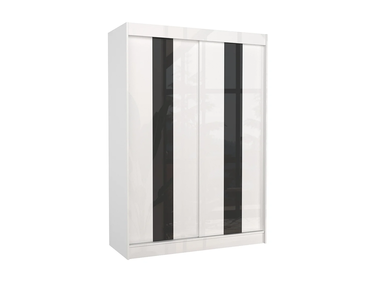 Armoire de chambre à portes coulissantes bois blanc mat et noir laqué Karola - 3 tailles-Largeur 150 cm