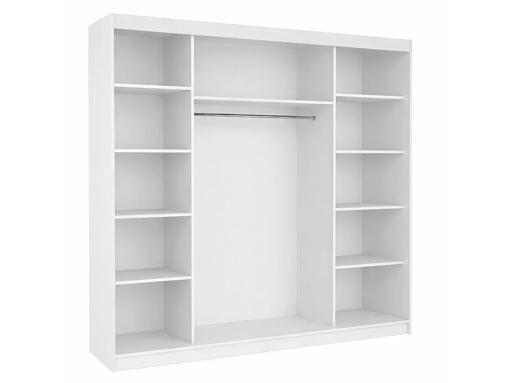 Armoire chambre adulte 2 portes coulissantes bois et miroir ZAFA 200cm-Blanc/Bois artisan