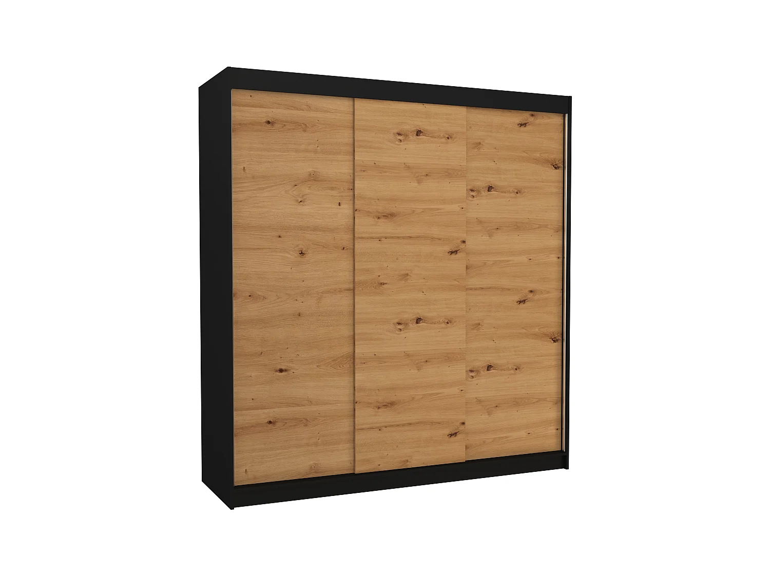 Armoire chambre adulte noir et bois artisan 2 portes coulissantes Kamia 200cm