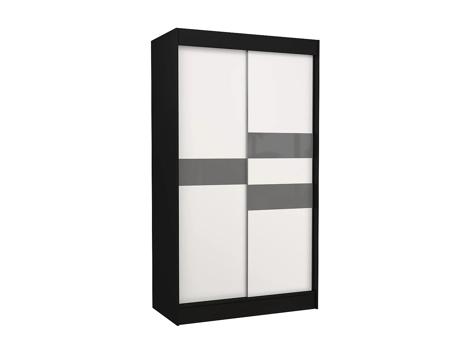 Armoire de chambre noir à portes coulissantes bois blanc mat et gris laqué Korza - 3 tailles-Largeur 120 cm