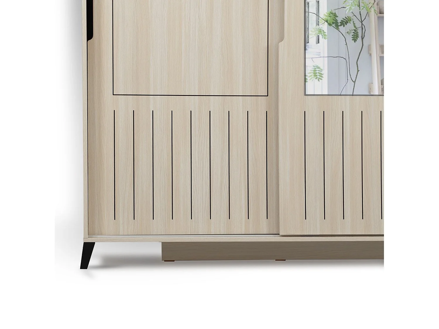 Licht eiken kledingkast voor volwassenen 2 schuifdeuren met spiegel Marka - 8 maten-Breedte 180cm