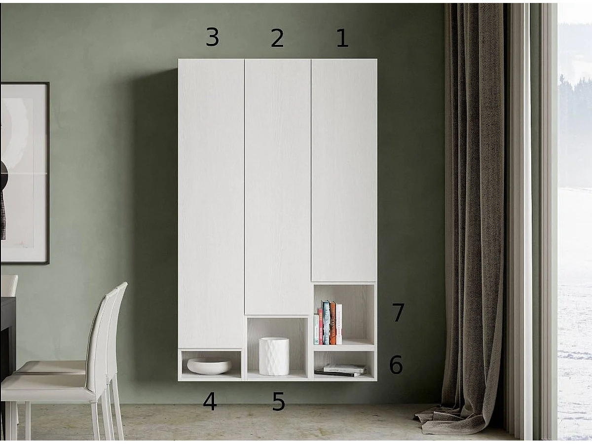 Armoire suspendue modulable blanc Ela - 7 piéces