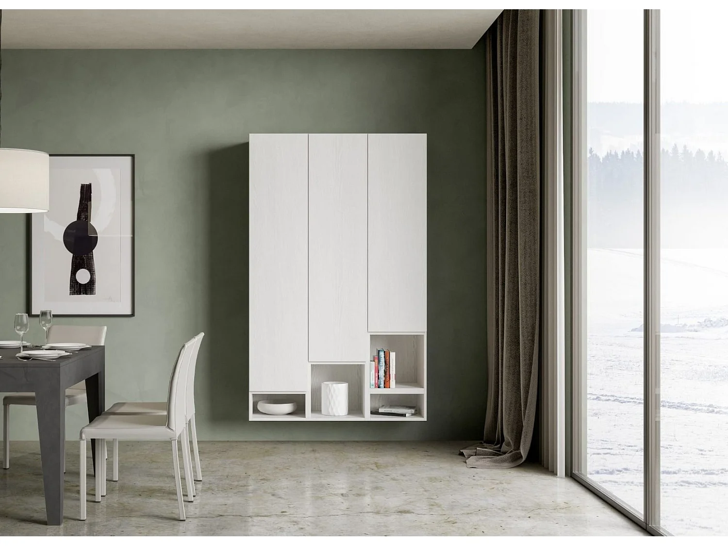 Armoire suspendue modulable blanc Ela - 7 piéces