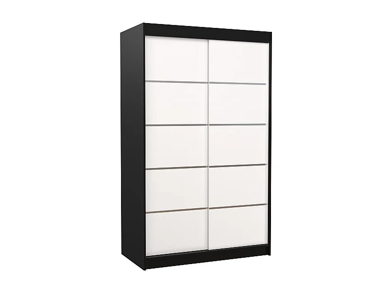 Petite armoire de chambre noir et blanc avec 2 portes coulissantes Benko 120cm