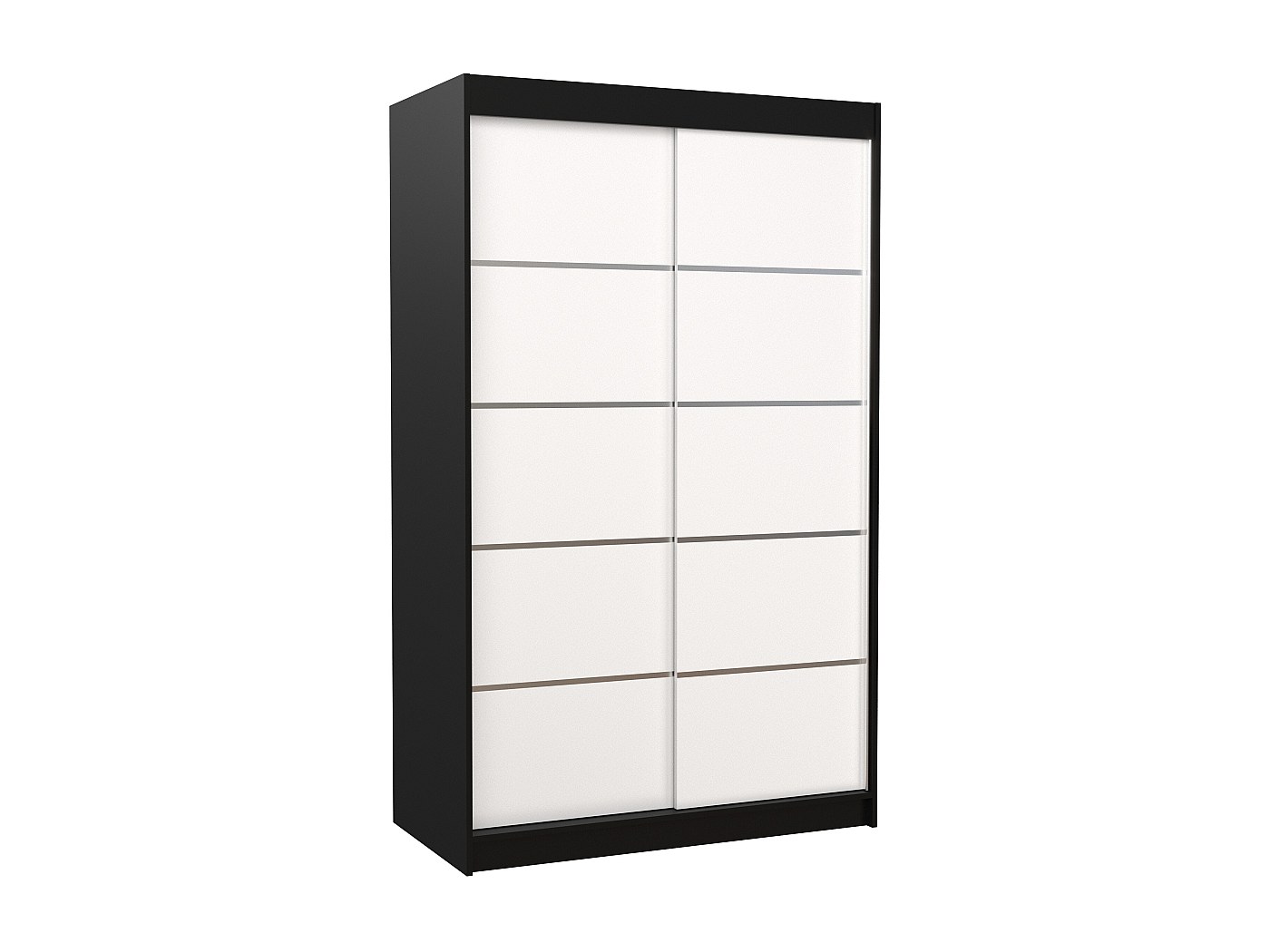 Armoire 4 portes Noemie blanc/noir brillant