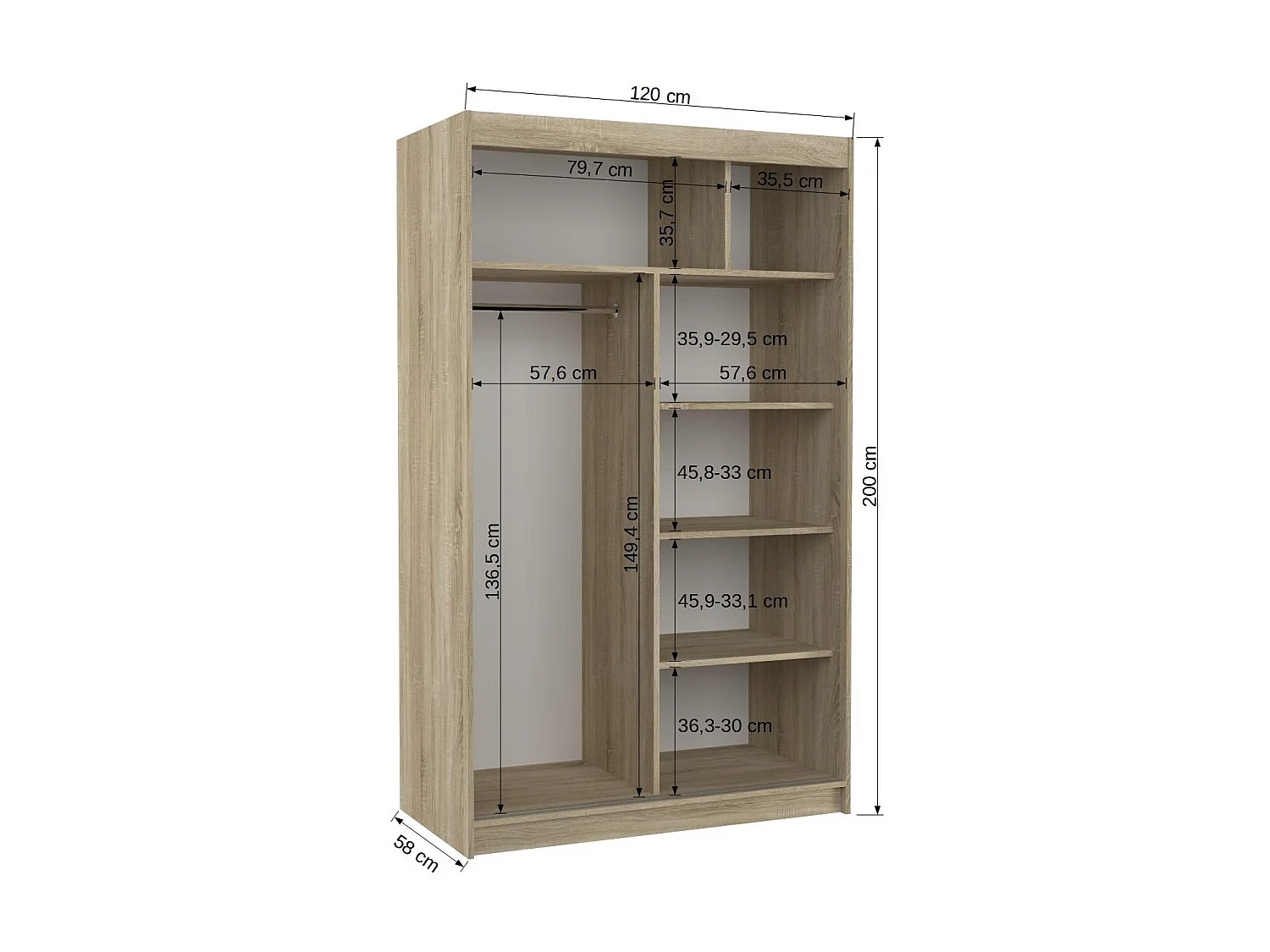 Petite armoire de chambre blanche avec 2 portes coulissantes Benko 120cm