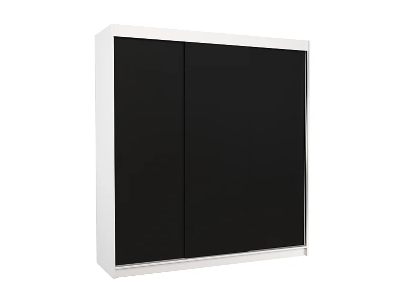 Armoire chambre adulte blanche et noir 2 portes coulissantes Kamia 200cm