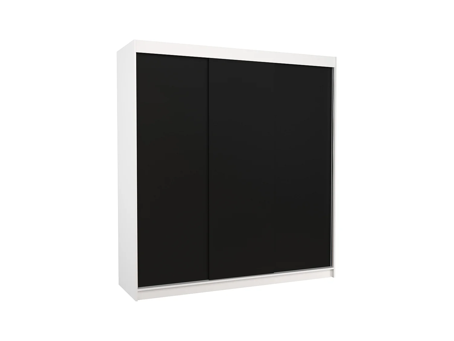 Armoire chambre adulte blanche et noir 2 portes coulissantes Kamia 200cm
