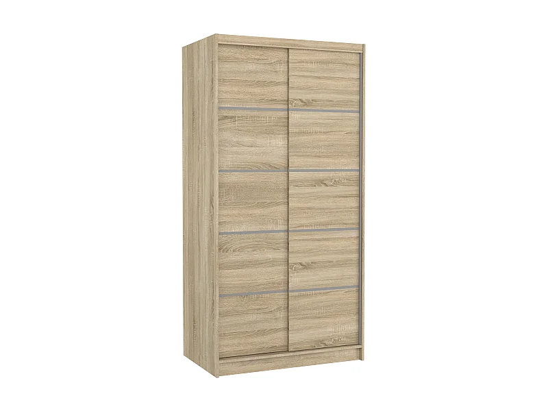 Petite armoire de chambre naturel 2 portes coulissantes Rika 100cm