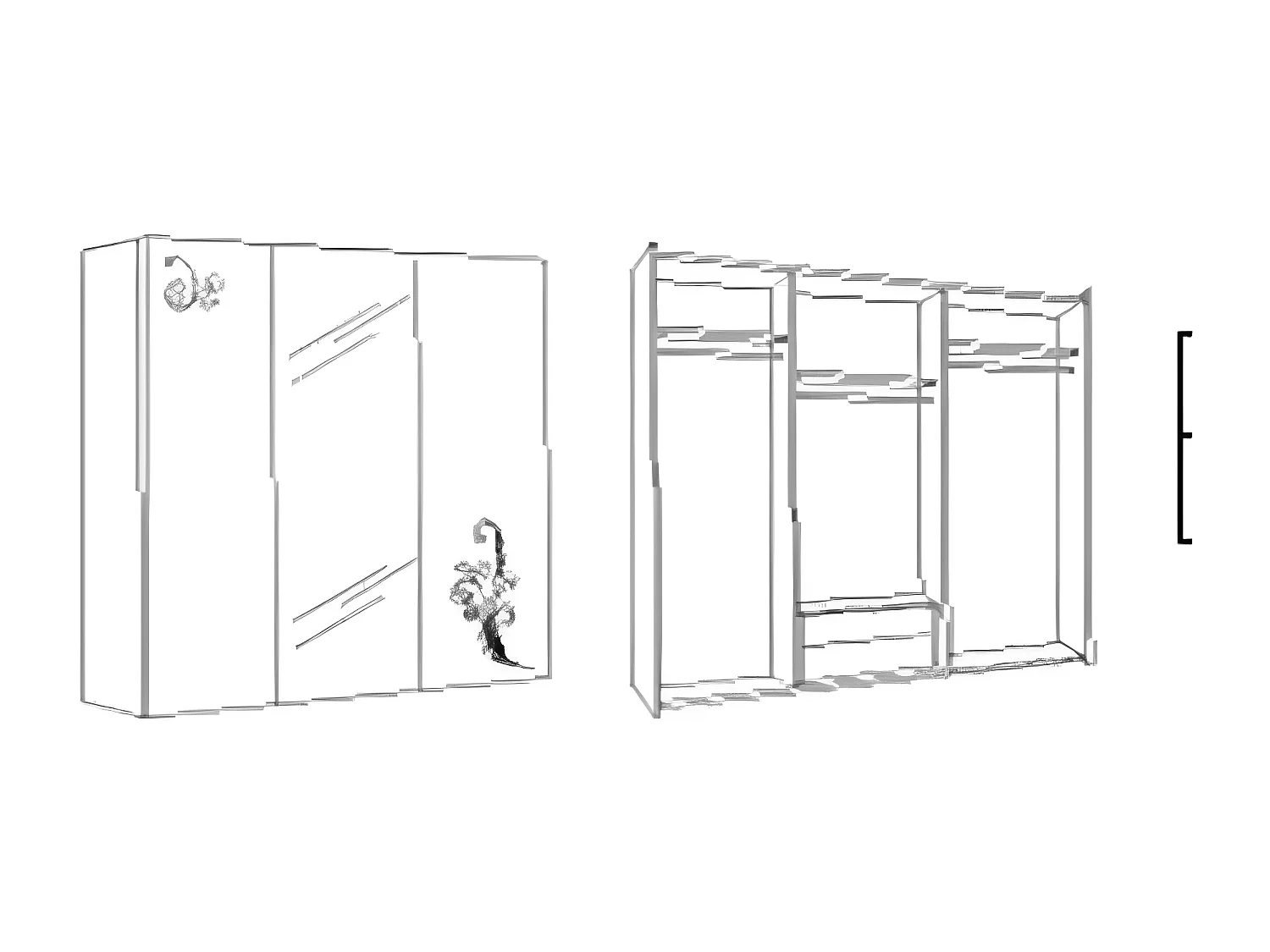 Grande armoire de chambre design 3 portes coulissantes bois laqué noir et doré Jade 270cm