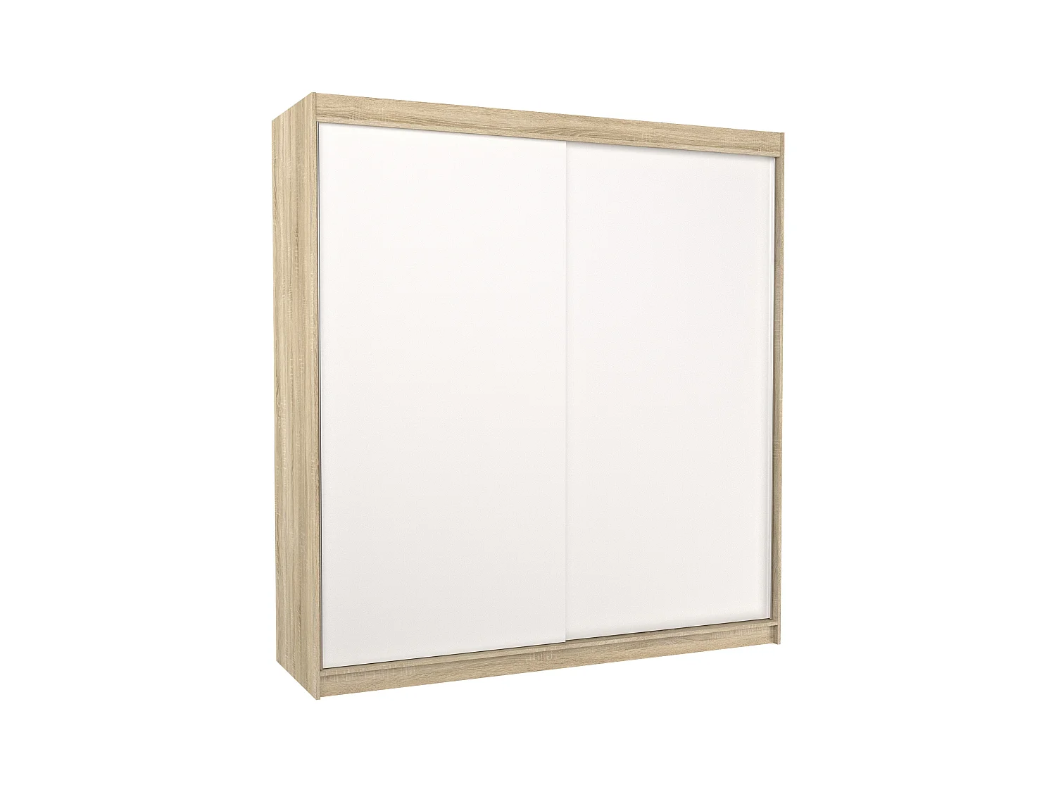 Armoire chambre adulte bois clair et blanc 2 portes coulissantes Terika 200cm