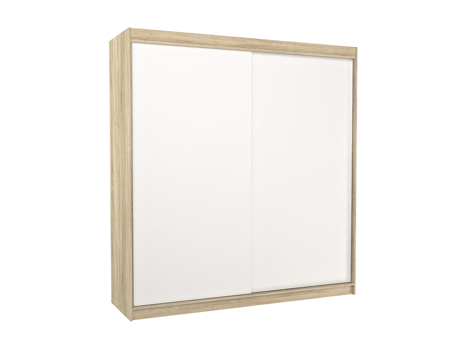 Armoire chambre adulte bois clair et blanc 2 portes coulissantes Terika 200cm