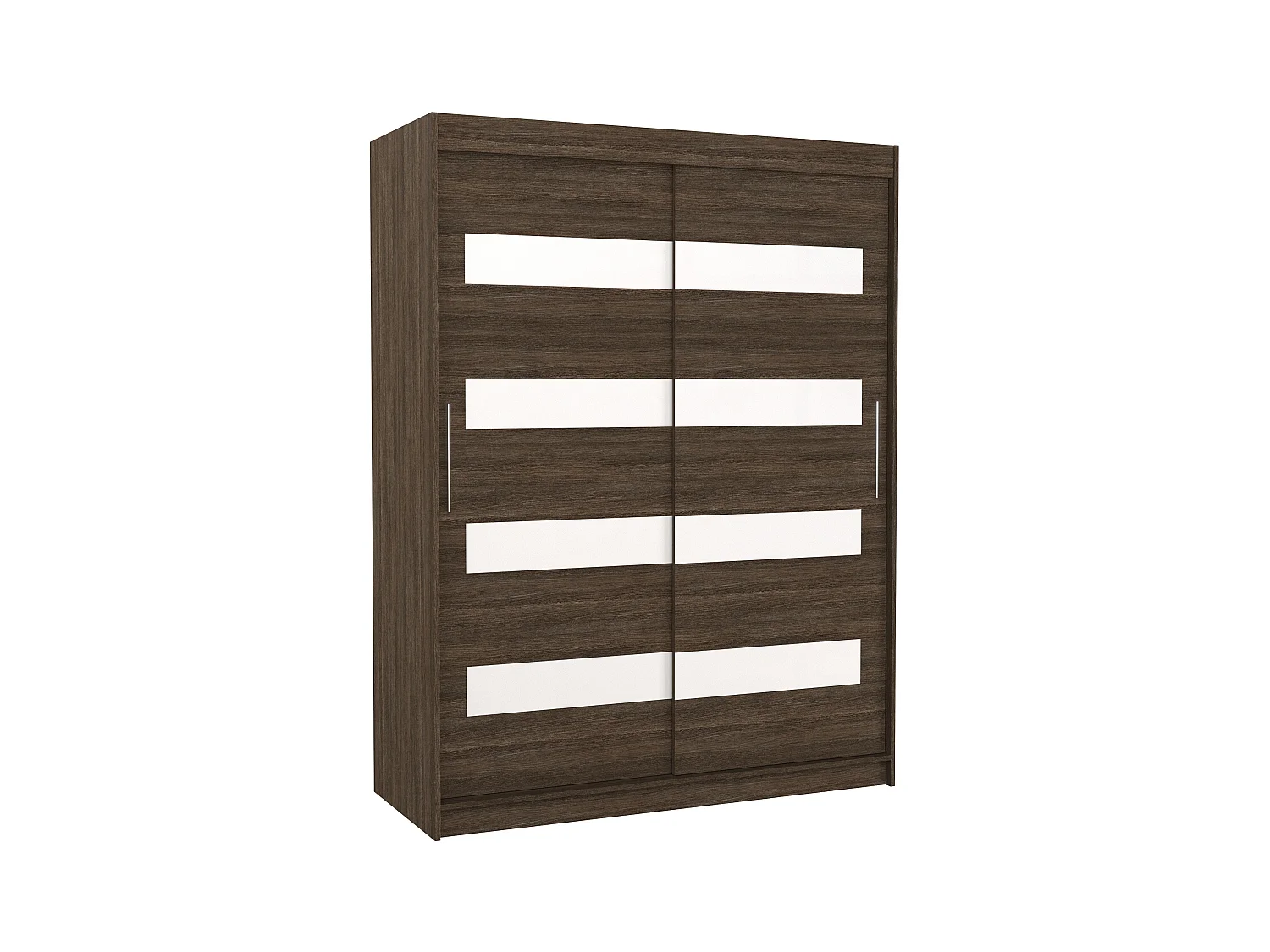 Armoire de chambre à coucher marron 2 portes coulissantes marron mat et blanc laqué Zanko 150cm