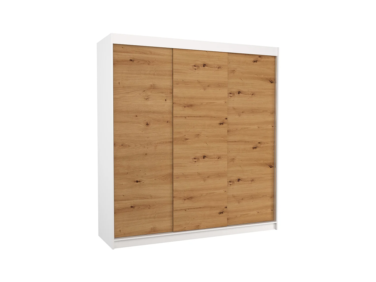 Armoire chambre adulte blanche et bois artisan 2 portes coulissantes Kamia 200cm