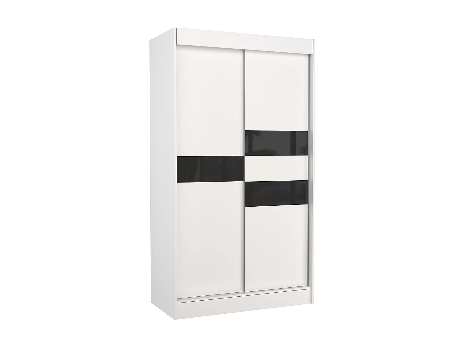 Armoire de chambre à portes coulissantes bois blanc mat et noir laqué Korza - 3 tailles-Largeur 200 cm