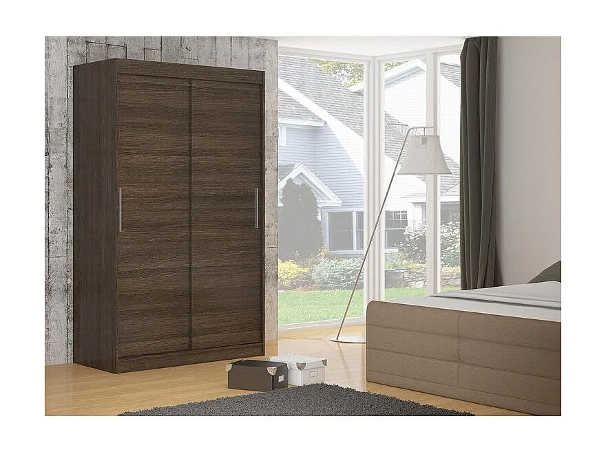Armoire de chambre à coucher marron 2 portes coulissantes Douva 150cm