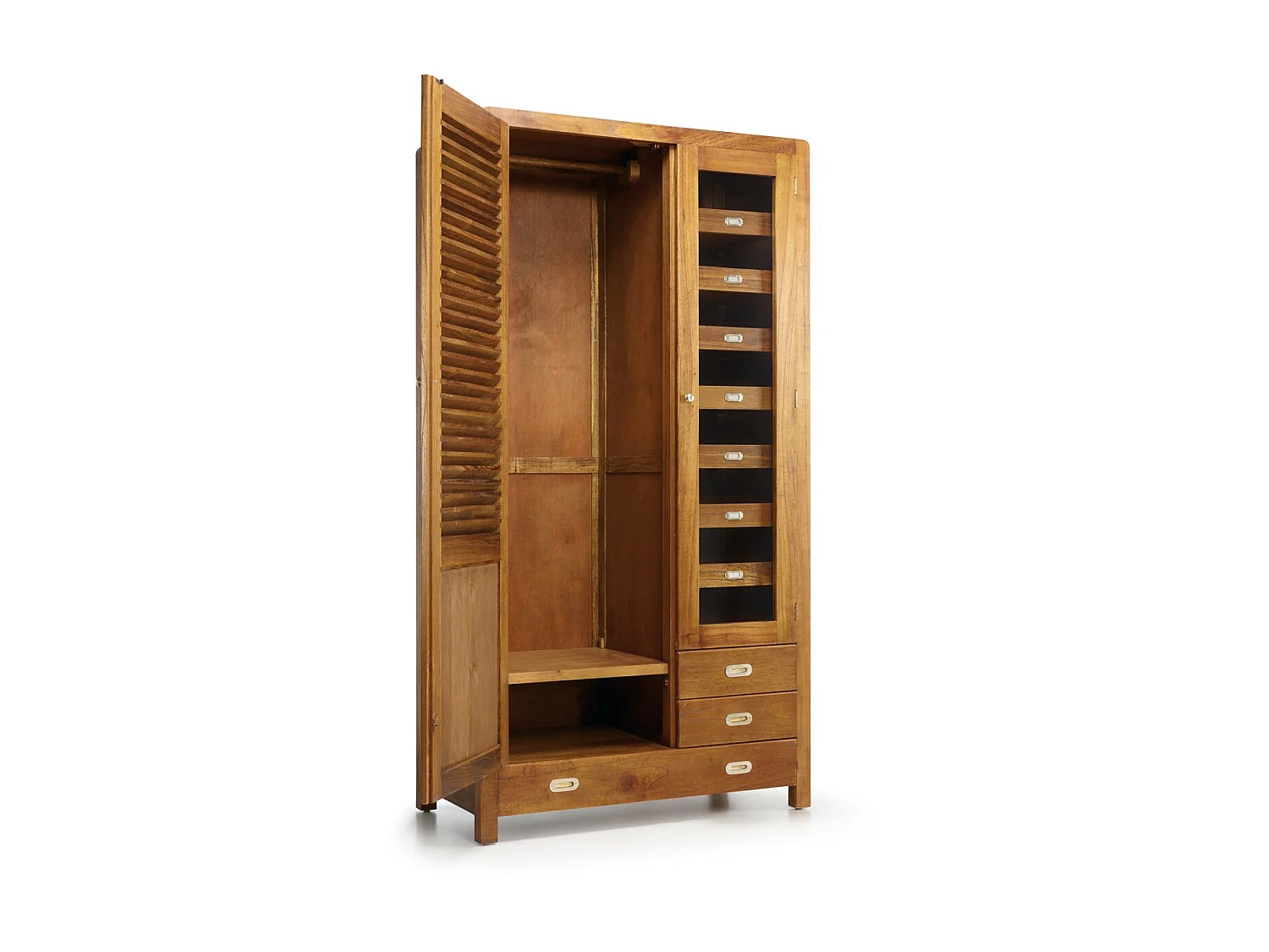 Armoire en bois massif de Mindy 2 portes 3 tiroirs Sotchy 105cm
