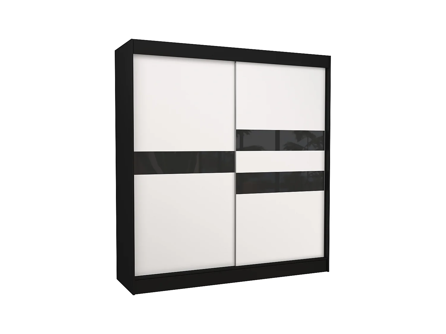 Armoire de chambre noir à portes coulissantes bois blanc mat et noir laqué Korza - 3 tailles-Largeur 120 cm