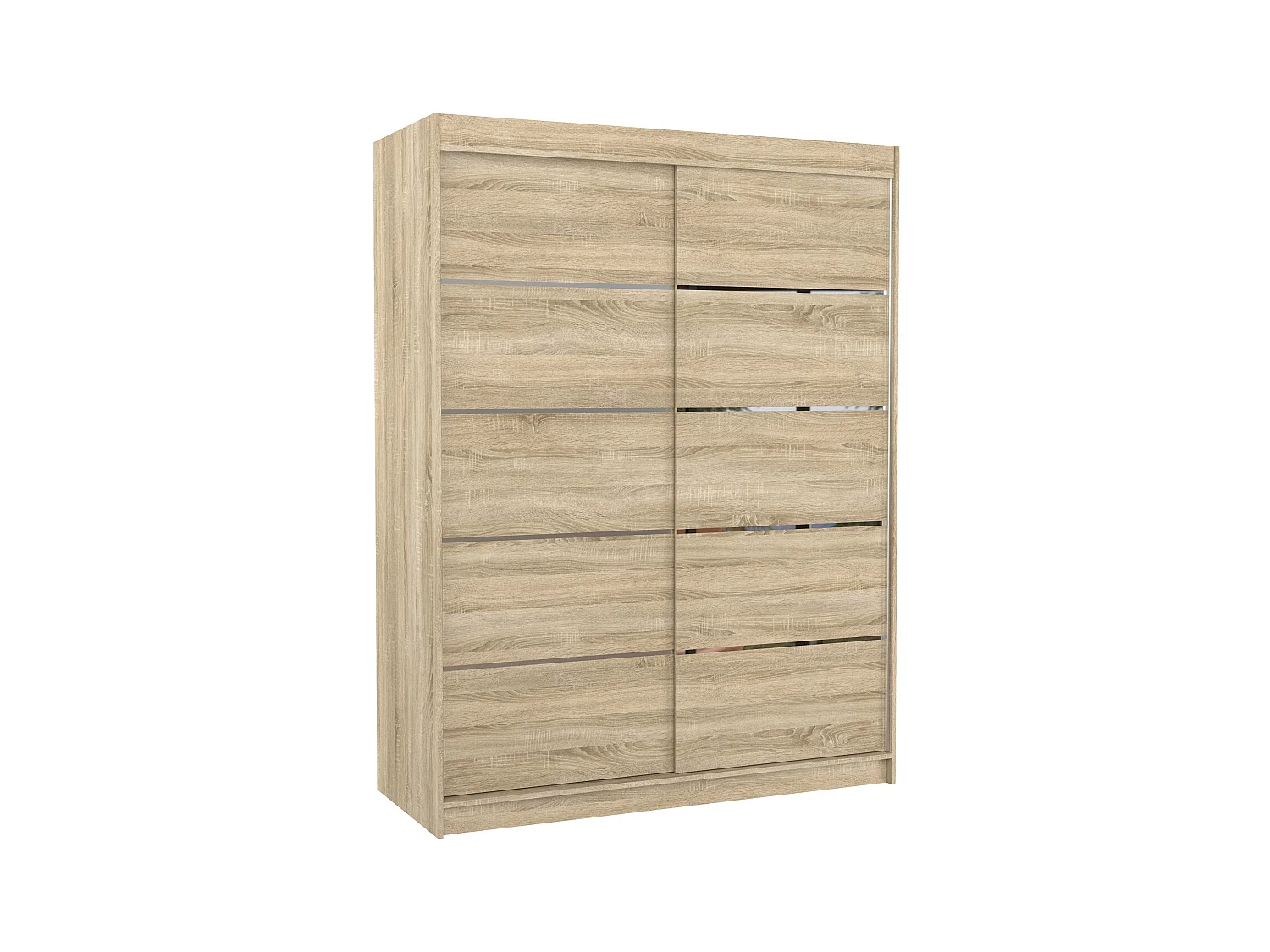 Armoire de chambre à coucher bois clair 2 portes coulissantes bois clair et alu Kubik 150cm