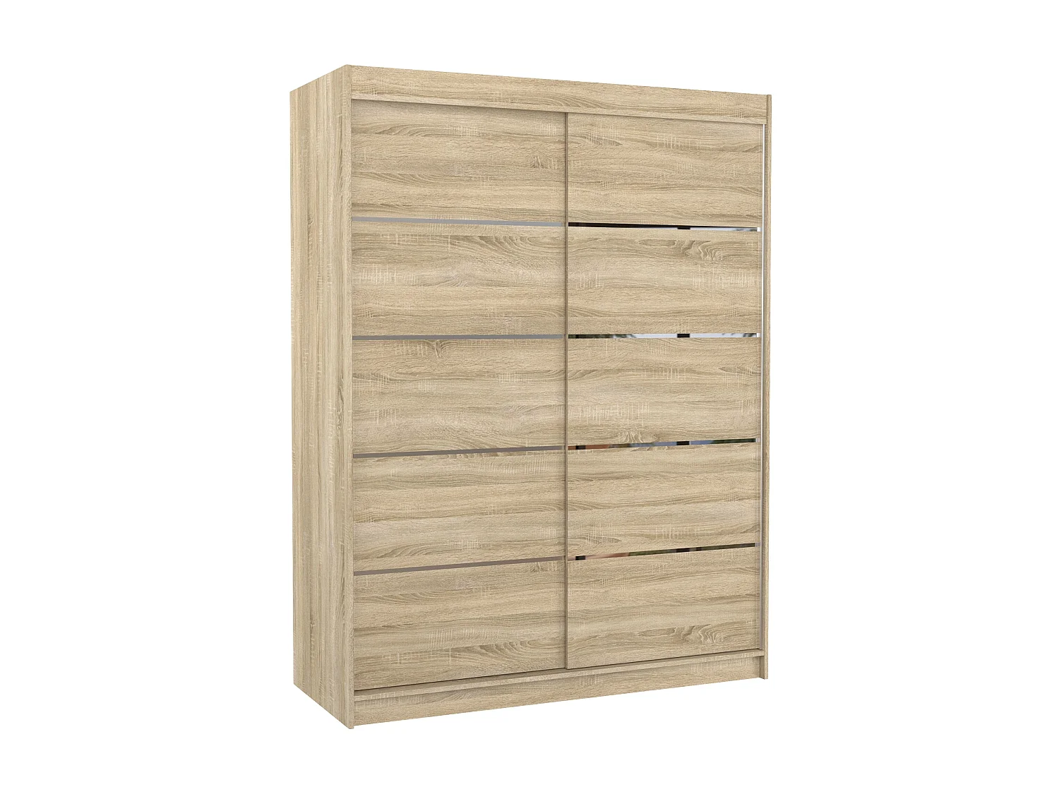 Armoire de chambre à coucher bois clair 2 portes coulissantes bois clair et alu Kubik 150cm
