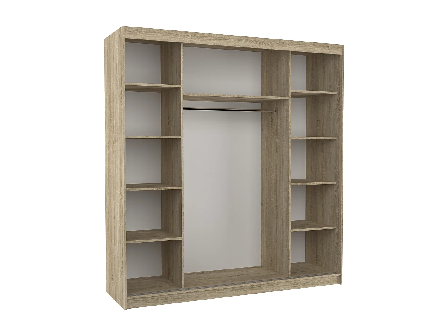 Armoire chambre adulte 2 portes coulissantes DALIA 200cm avec miroir-Naturel