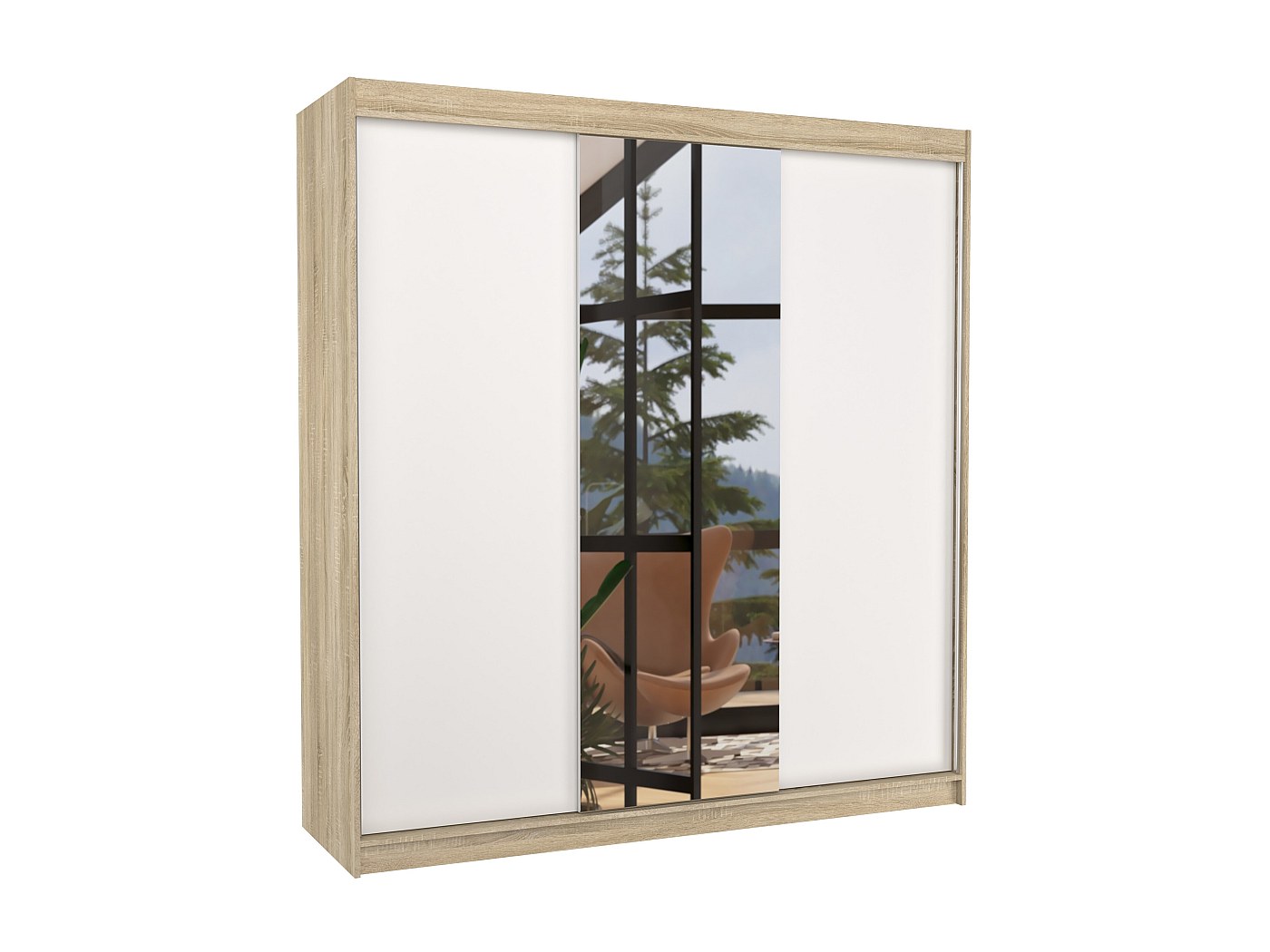 Grande Armoire Blanche Occasion - 2 Portes, 3 Tiroirs, 5 étagères - L135 X H210 X P52 Cm