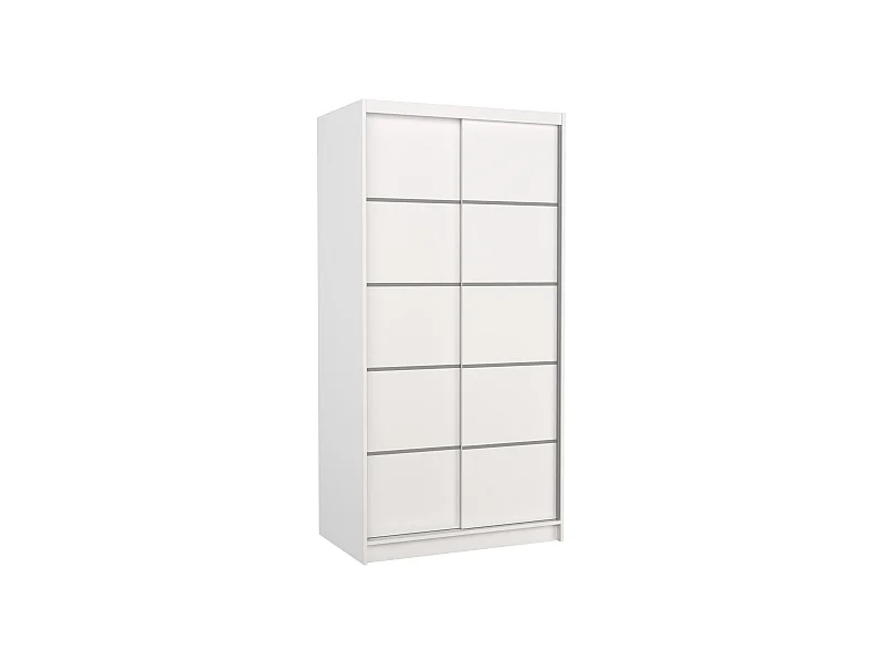 Petite armoire de chambre blanche 2 portes coulissantes Rika 100cm