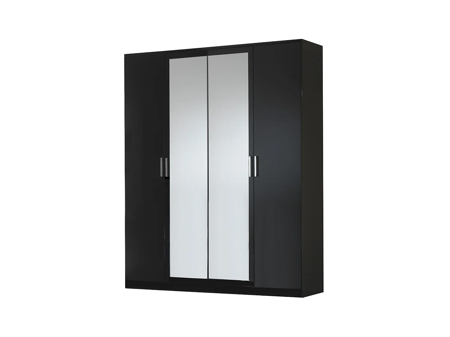 Armoire design de chambre 4 portes battantes bois laqué noir Turin 181cm