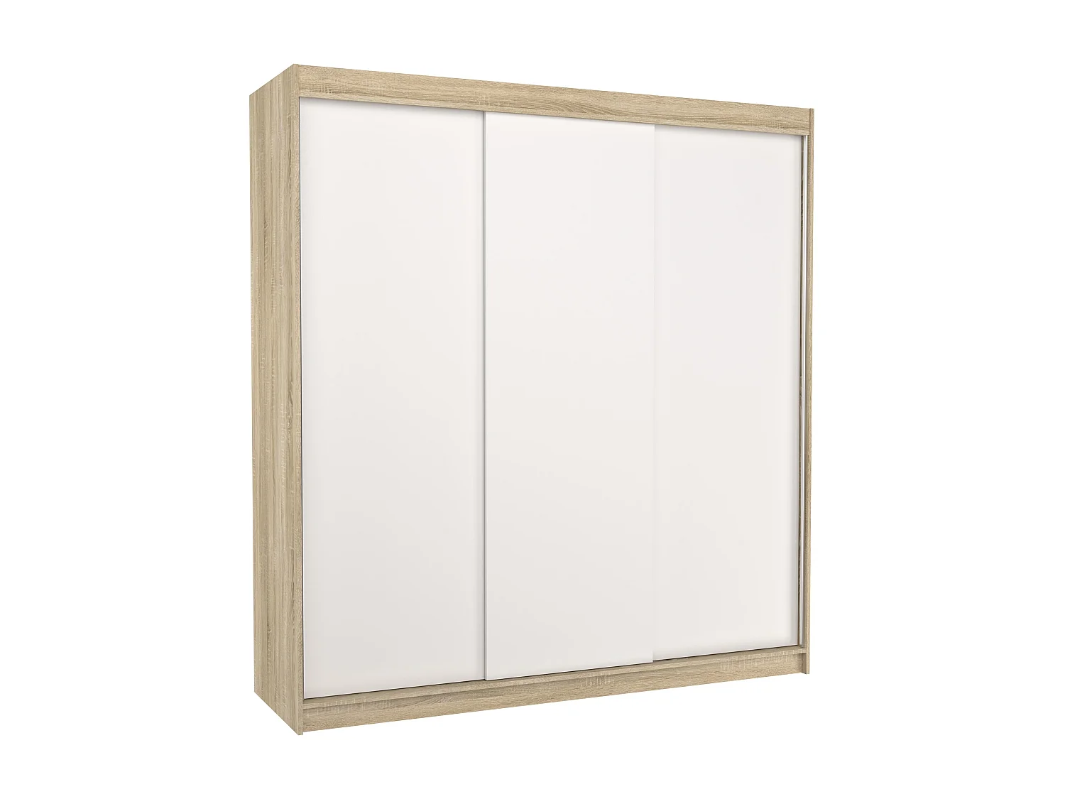 Armoire chambre adulte bois clair et blanc 2 portes coulissantes Kamia 200cm
