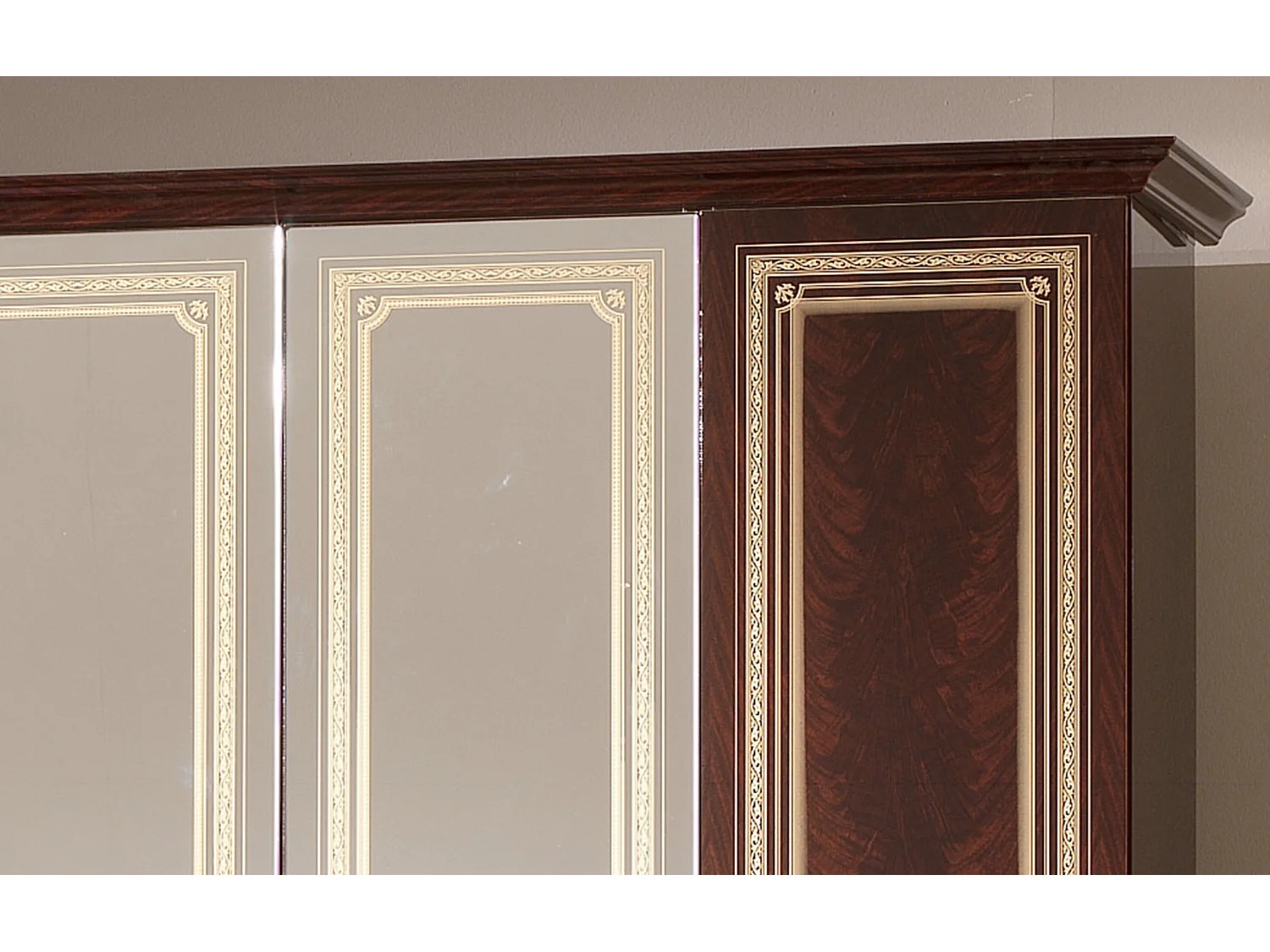 Armoire adulte 4 portes laqué acajou Soraya 193cm