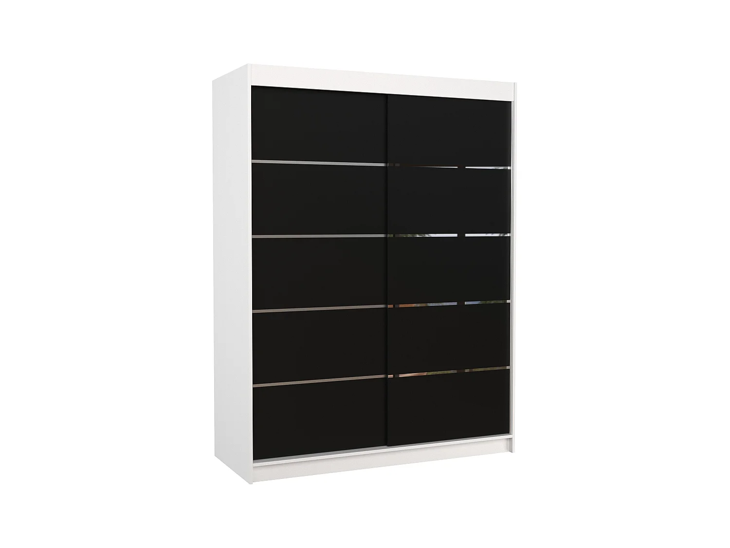 Armoire de chambre à coucher blanche 2 portes coulissantes bois noir et alu Kubik 150cm