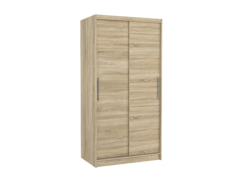 Petite armoire de chambre à coucher bois clair 2 portes coulissantes Kilane 100cm