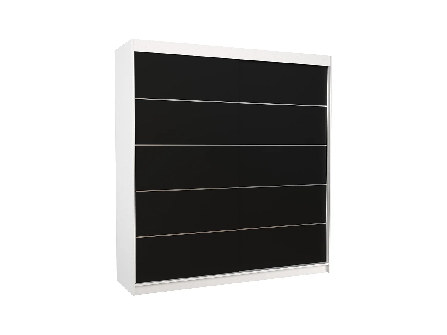 Armoire chambre adulte blanche et noir 2 portes coulissantes Yvona 200cm
