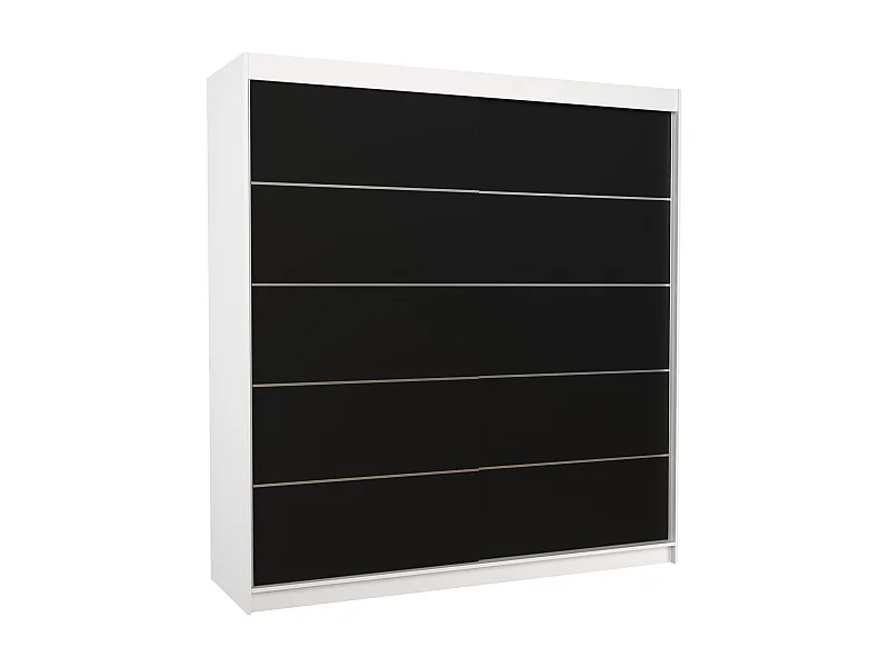 Armoire chambre adulte blanche et noir 2 portes coulissantes Yvona 200cm