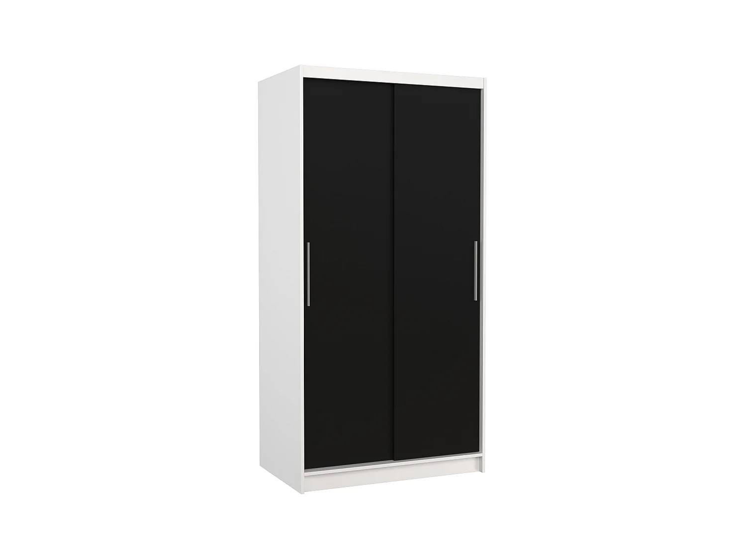 Petite armoire de chambre à coucher blanche 2 portes coulissantes noir Kilane 100cm