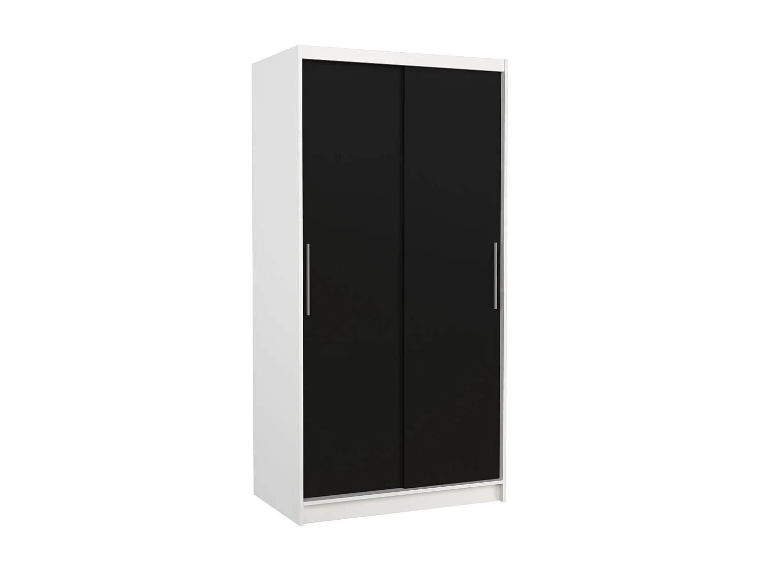 Petite armoire de chambre à coucher blanche 2 portes coulissantes noir Kilane 100cm