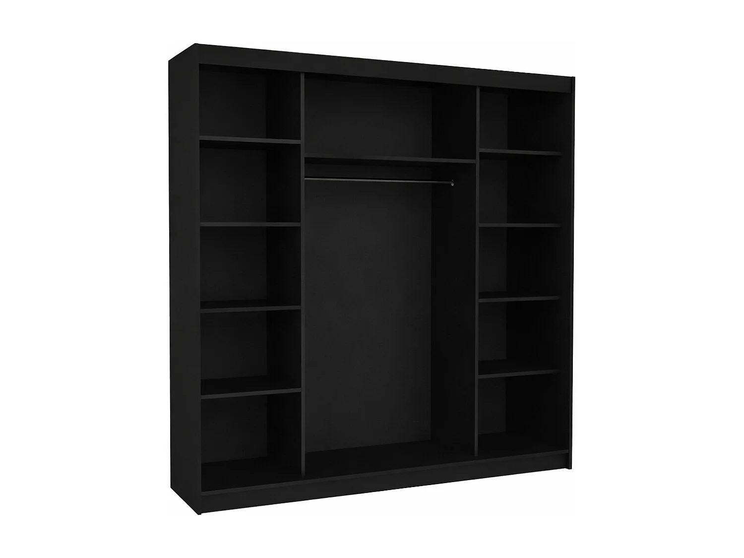 Armario corredero BAKER de 200 cm con 2 puertas y espejo.-Blanco y negro