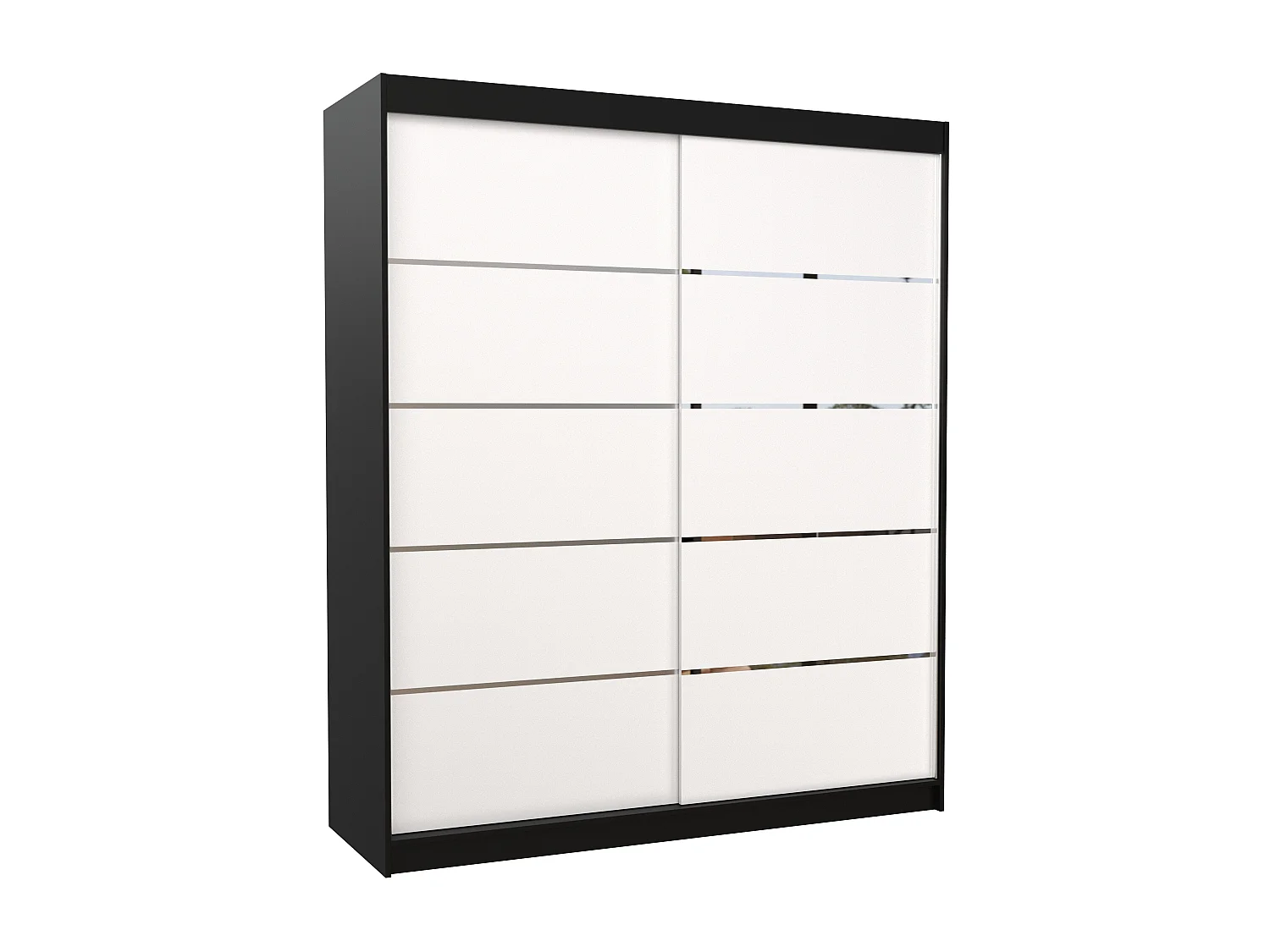 Armoire de chambre à coucher noir 2 portes coulissantes blanches et alu Pimka 180cm