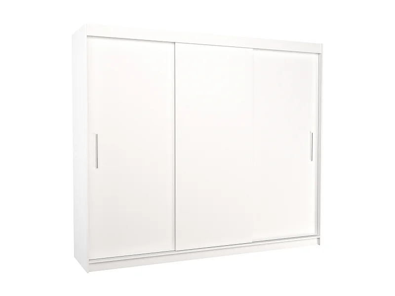 Grande armoire de chambre 3 portes coulissantes blanches Badoz 250cm