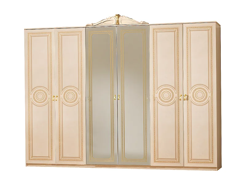 Armoire adulte 6 portes laqué beige Soraya 284cm